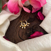 Gold Alike AD Stone Parrot Nath / Nose pin-White-Pearl-G13895